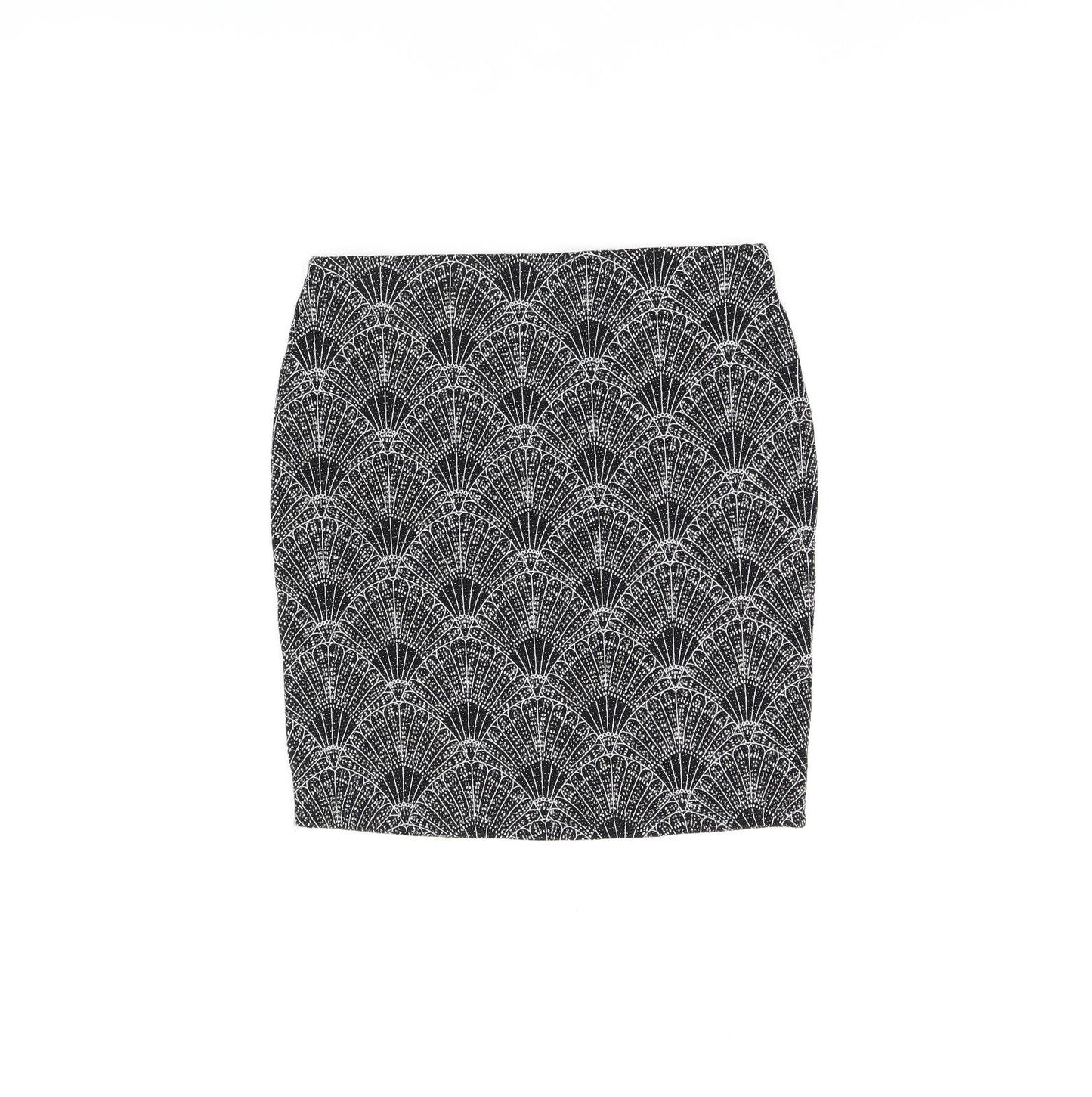 H&M Womens Black Geometric Polyamide Mini Skirt Size S