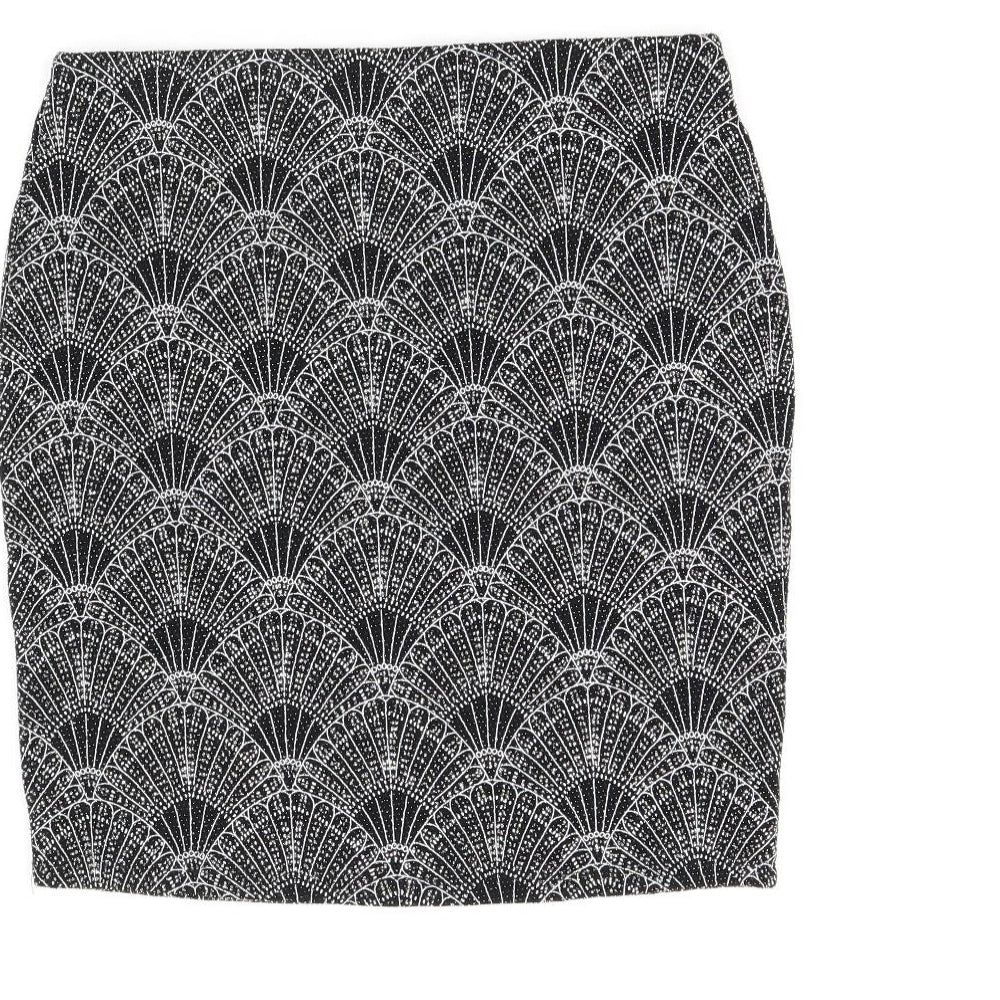 H&M Womens Black Geometric Polyamide Mini Skirt Size S
