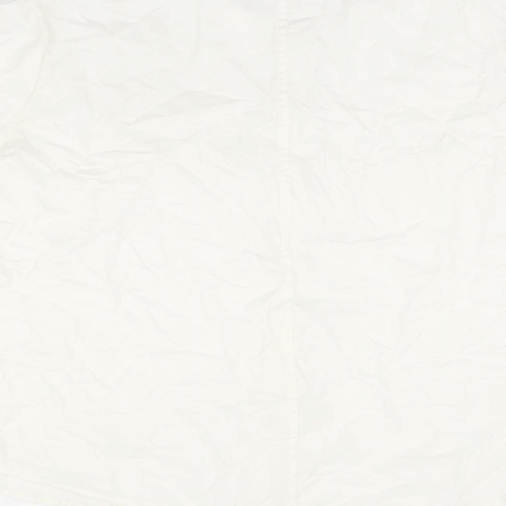Marks and Spencer Womens White Floral Cotton Basic Button-Up Size 14 Round Neck - Embroidered