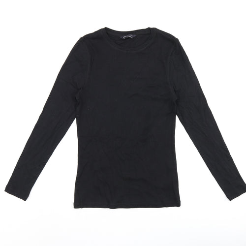 Marks and Spencer Womens Black Cotton Basic T-Shirt Size 12 Round Neck