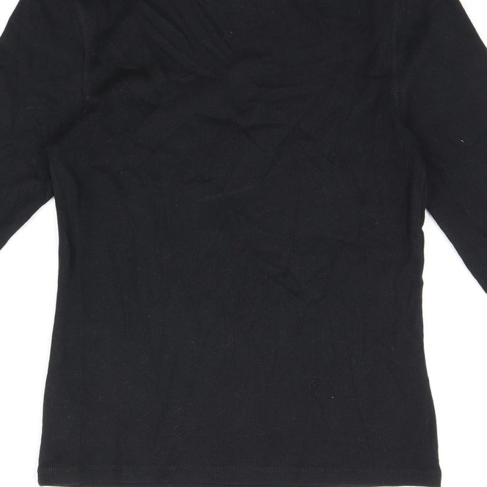 Marks and Spencer Womens Black Cotton Basic T-Shirt Size 12 Round Neck