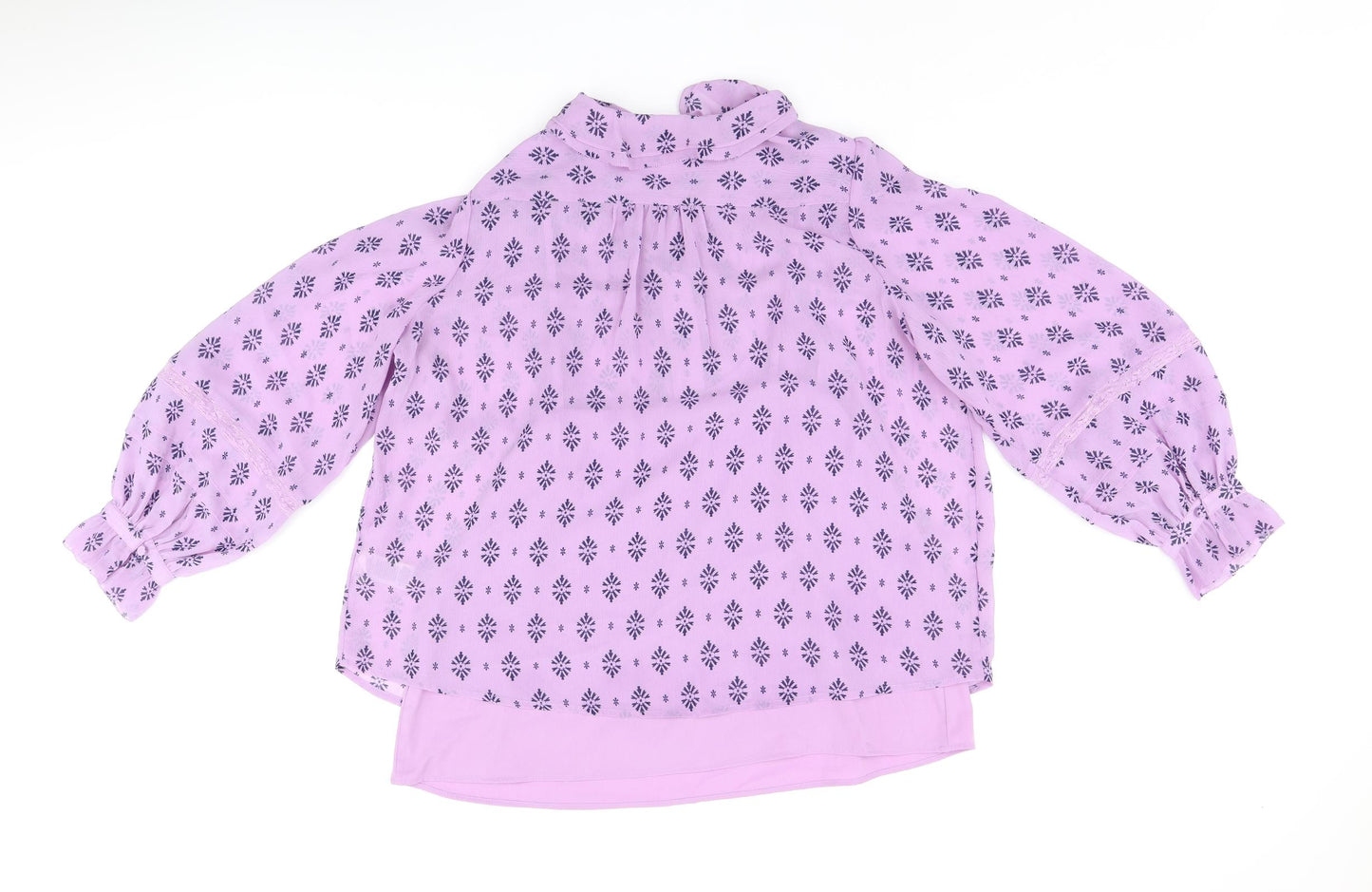 Per Una Womens Purple Geometric Polyester Basic Blouse Size 16 V-Neck - Frills