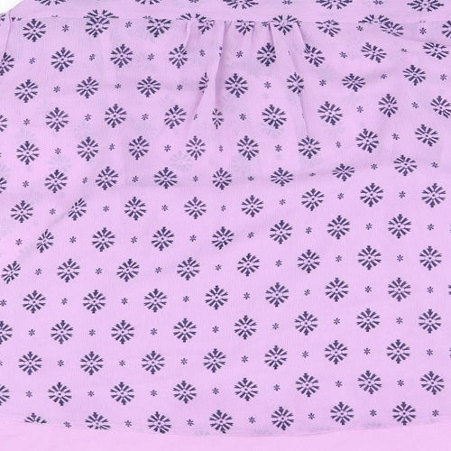Per Una Womens Purple Geometric Polyester Basic Blouse Size 16 V-Neck - Frills