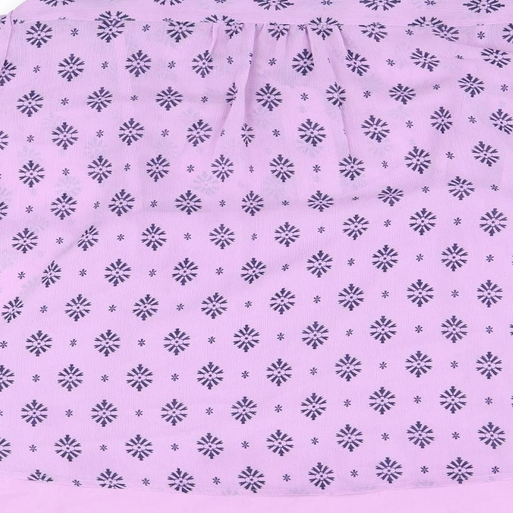 Per Una Womens Purple Geometric Polyester Basic Blouse Size 16 V-Neck - Frills