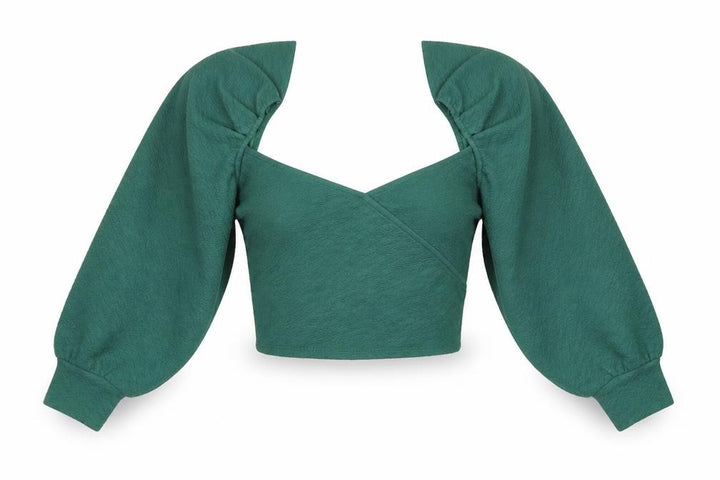 Pull&Bear Womens Green Polyester Cropped Blouse Size S Square Neck