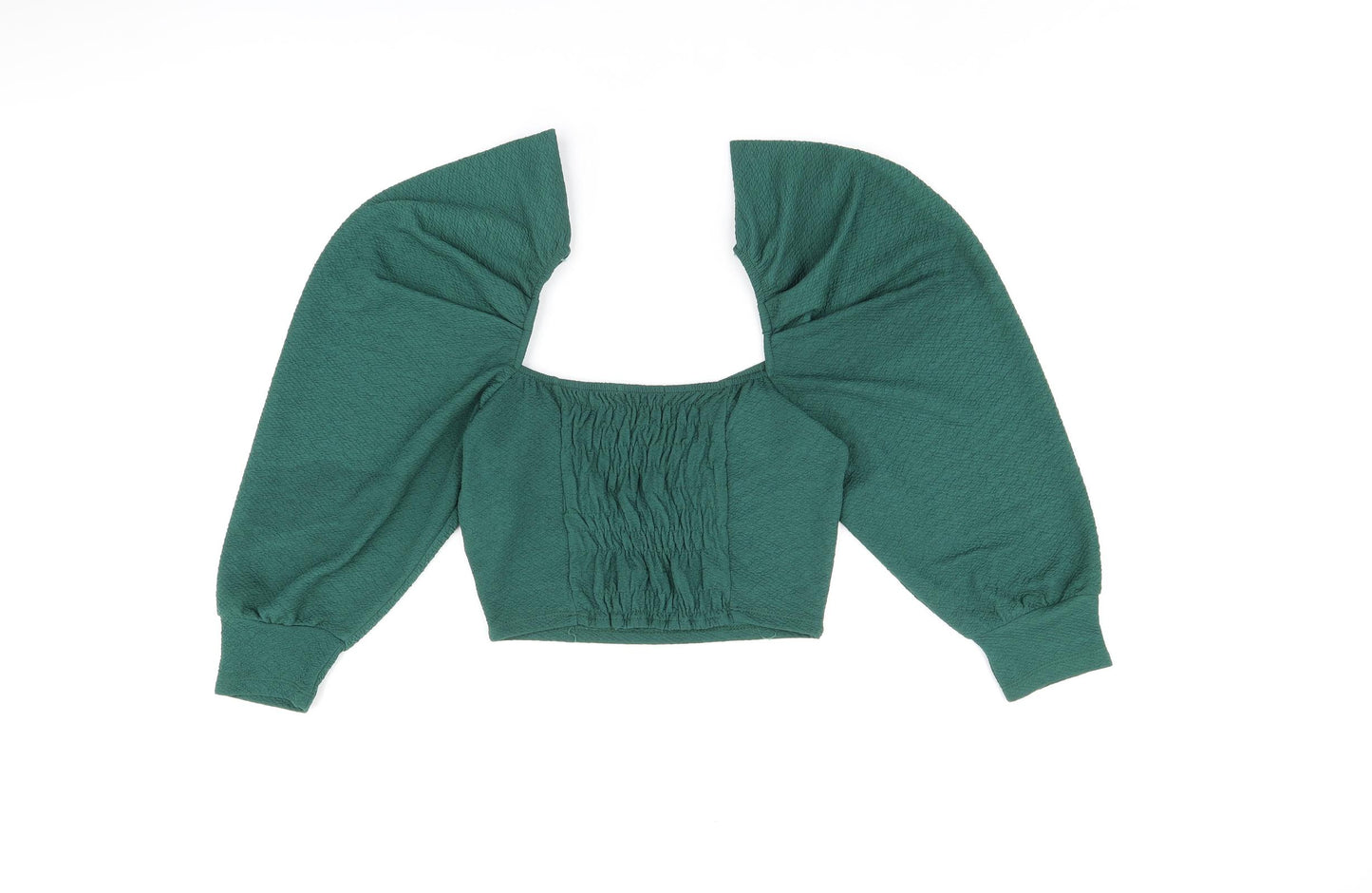 Pull&Bear Womens Green Polyester Cropped Blouse Size S Square Neck