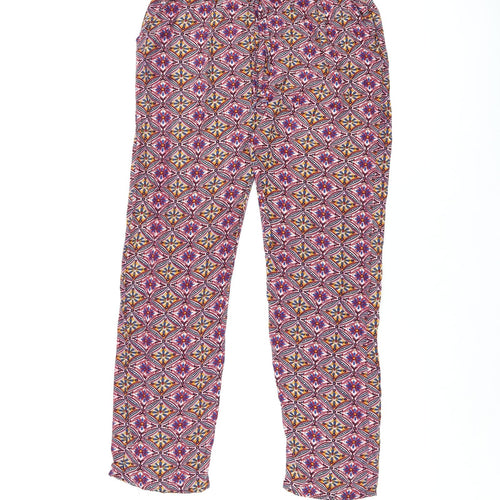Jasmine Womens Red Geometric Viscose Trousers Size L L26.5 in Regular Drawstring - Size L/XL
