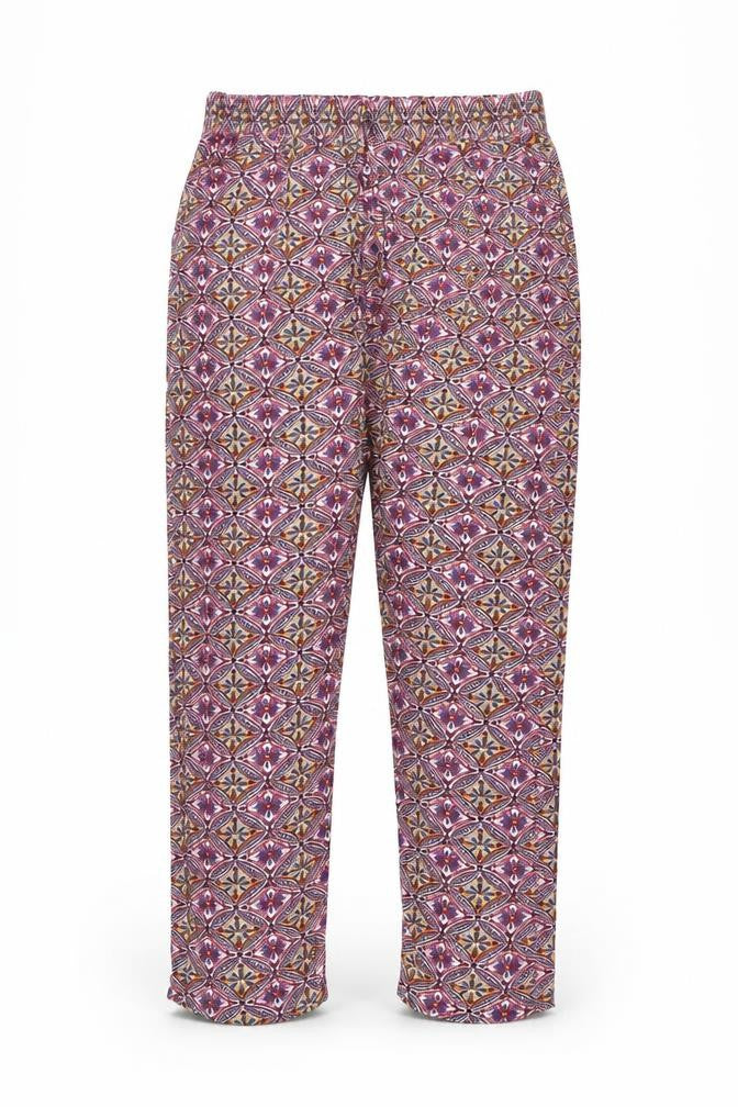 Jasmine Womens Red Geometric Viscose Trousers Size L L26.5 in Regular Drawstring - Size L/XL