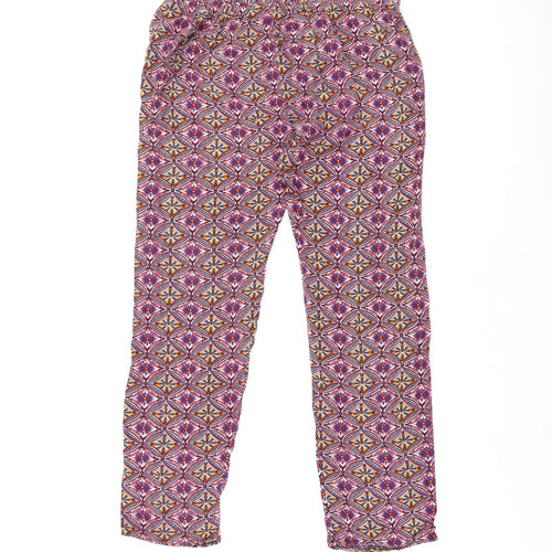 Jasmine Womens Red Geometric Viscose Trousers Size L L26.5 in Regular Drawstring - Size L/XL