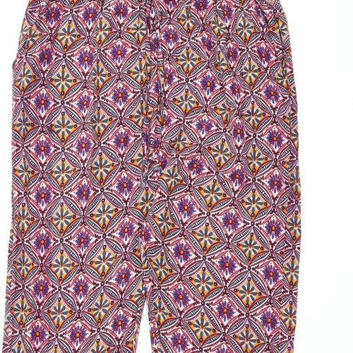 Jasmine Womens Red Geometric Viscose Trousers Size L L26.5 in Regular Drawstring - Size L/XL