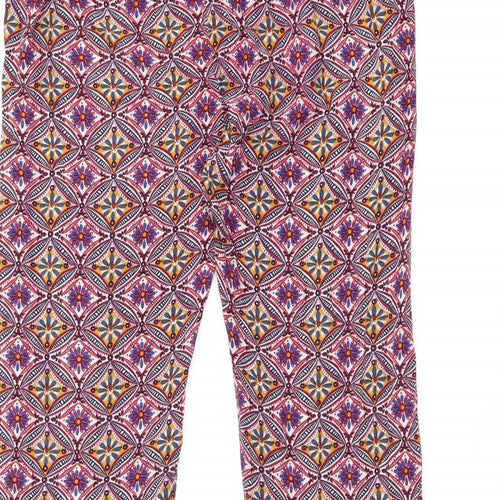 Jasmine Womens Red Geometric Viscose Trousers Size L L26.5 in Regular Drawstring - Size L/XL