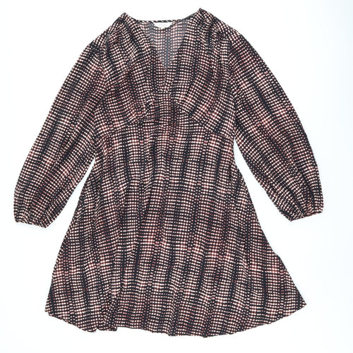 Per Una Womens Black Tie Dye Polyester Shift Size 12 V-Neck Pullover