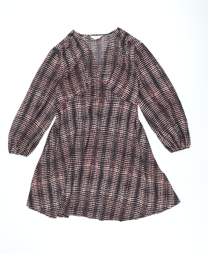Per Una Womens Black Tie Dye Polyester Shift Size 12 V-Neck Pullover