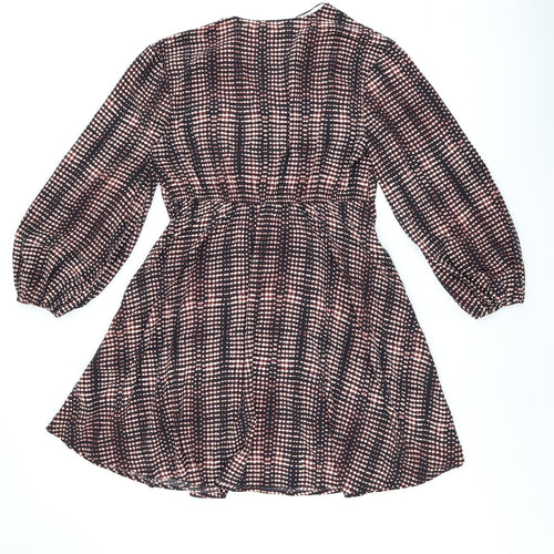 Per Una Womens Black Tie Dye Polyester Shift Size 12 V-Neck Pullover