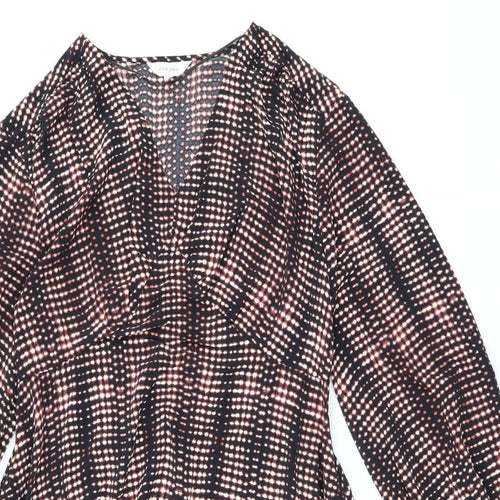 Per Una Womens Black Tie Dye Polyester Shift Size 12 V-Neck Pullover