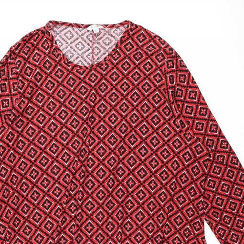 Simply Be Womens Red Geometric Polyester Shift Size 30 Round Neck Pullover