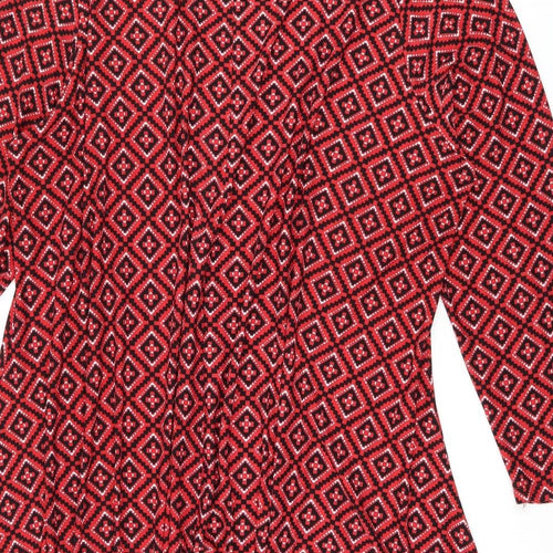 Simply Be Womens Red Geometric Polyester Shift Size 30 Round Neck Pullover