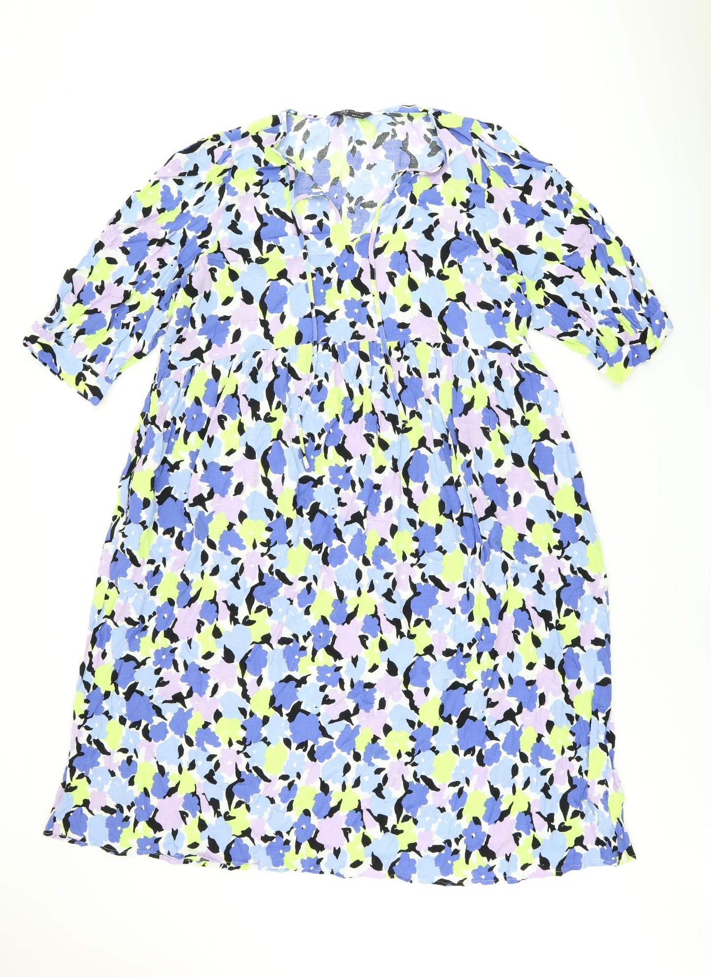 Marks and Spencer Womens Multicoloured Floral Viscose Shift Size 20 V-Neck Pullover