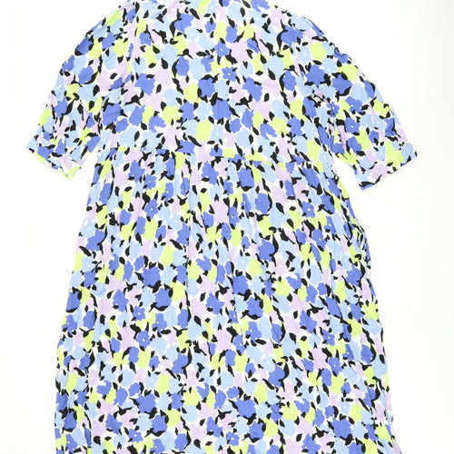 Marks and Spencer Womens Multicoloured Floral Viscose Shift Size 20 V-Neck Pullover