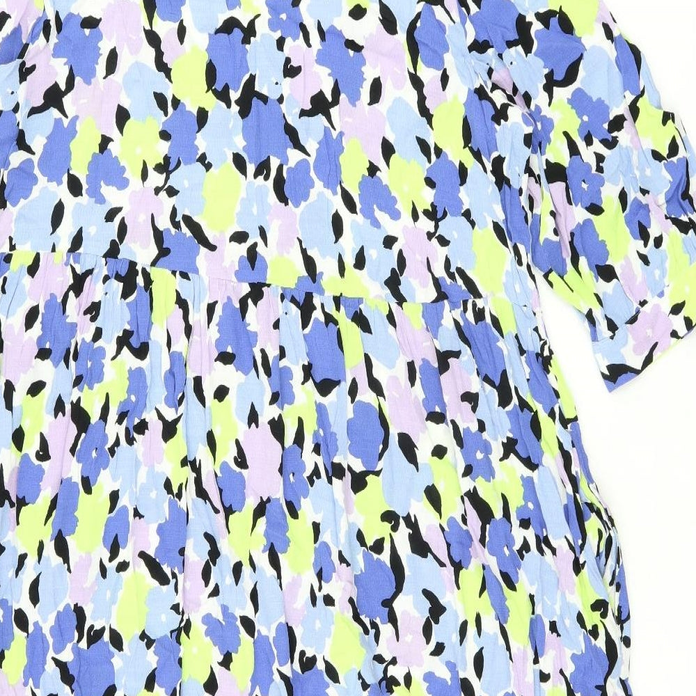 Marks and Spencer Womens Multicoloured Floral Viscose Shift Size 20 V-Neck Pullover