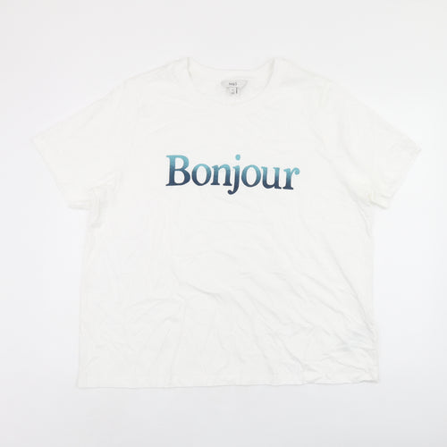 Marks and Spencer Womens White Cotton Basic T-Shirt Size 20 Round Neck - Bonjour