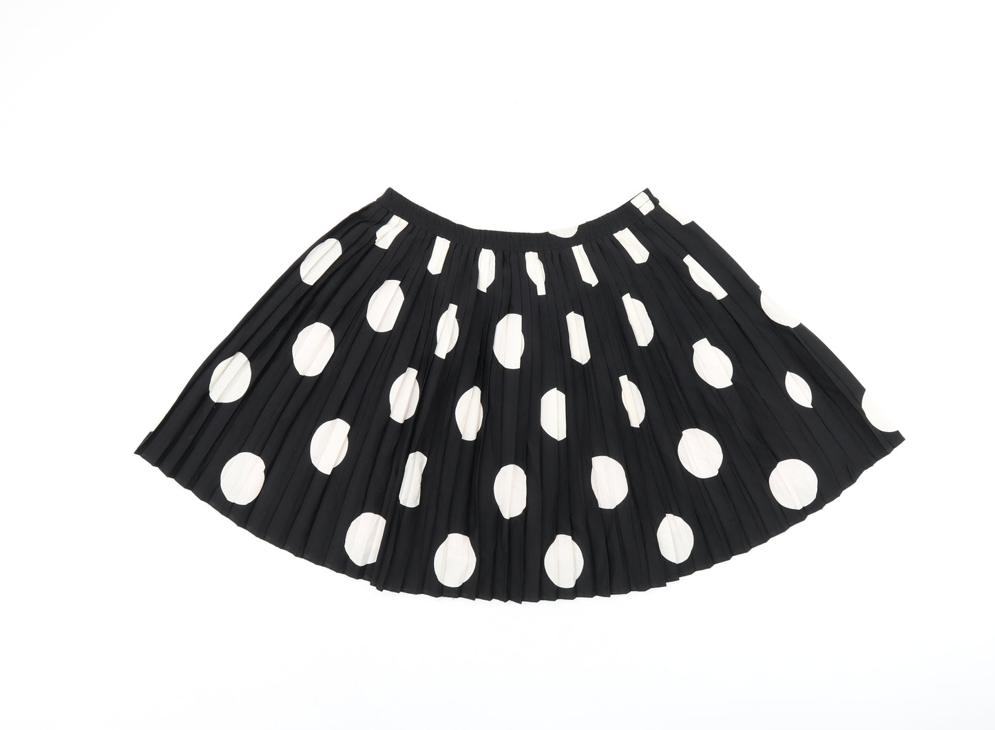 Johnnie B Girls Black Polka Dot Polyester Skater Skirt Size 15-16 Years Regular Pull On - Pleated