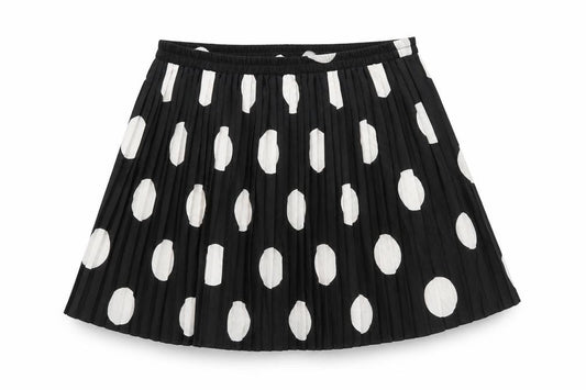 Johnnie B Girls Black Polka Dot Polyester Skater Skirt Size 15-16 Years Regular Pull On - Pleated