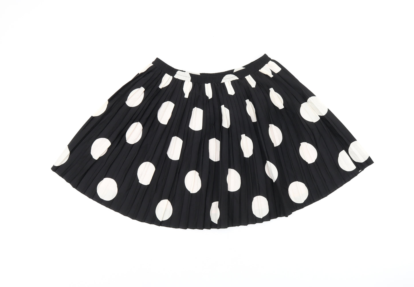 Johnnie B Girls Black Polka Dot Polyester Skater Skirt Size 15-16 Years Regular Pull On - Pleated