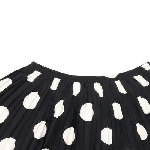 Johnnie B Girls Black Polka Dot Polyester Skater Skirt Size 15-16 Years Regular Pull On - Pleated