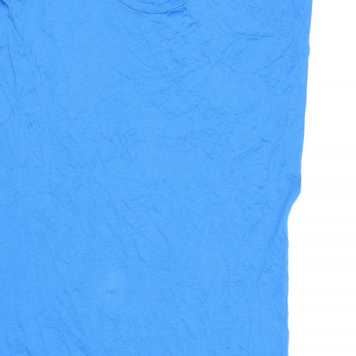 Marks and Spencer Womens Blue Viscose T-Shirt Dress Size M Round Neck Pullover - Split Hem