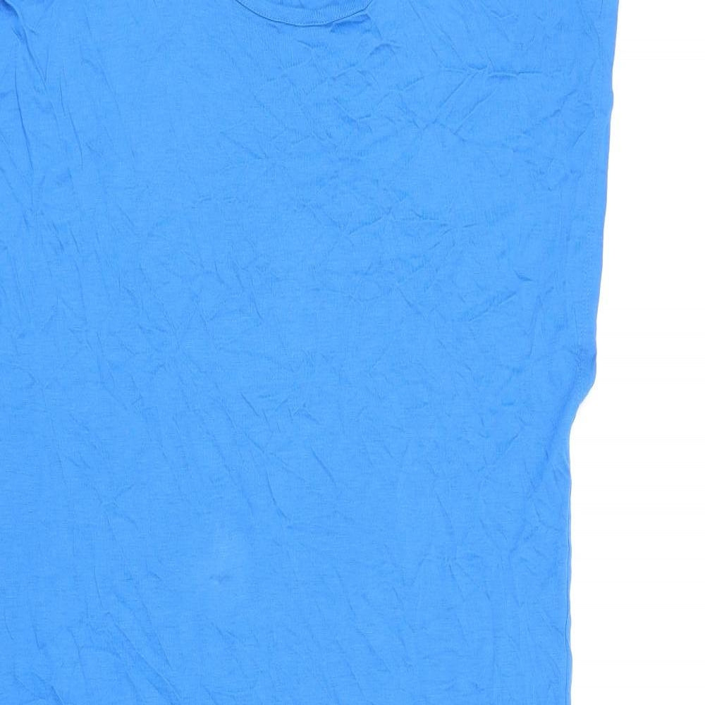 Marks and Spencer Womens Blue Viscose T-Shirt Dress Size M Round Neck Pullover - Split Hem