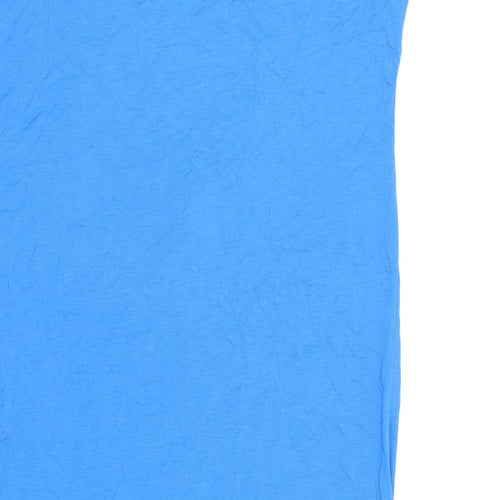 Marks and Spencer Womens Blue Viscose T-Shirt Dress Size M Round Neck Pullover - Split Hem