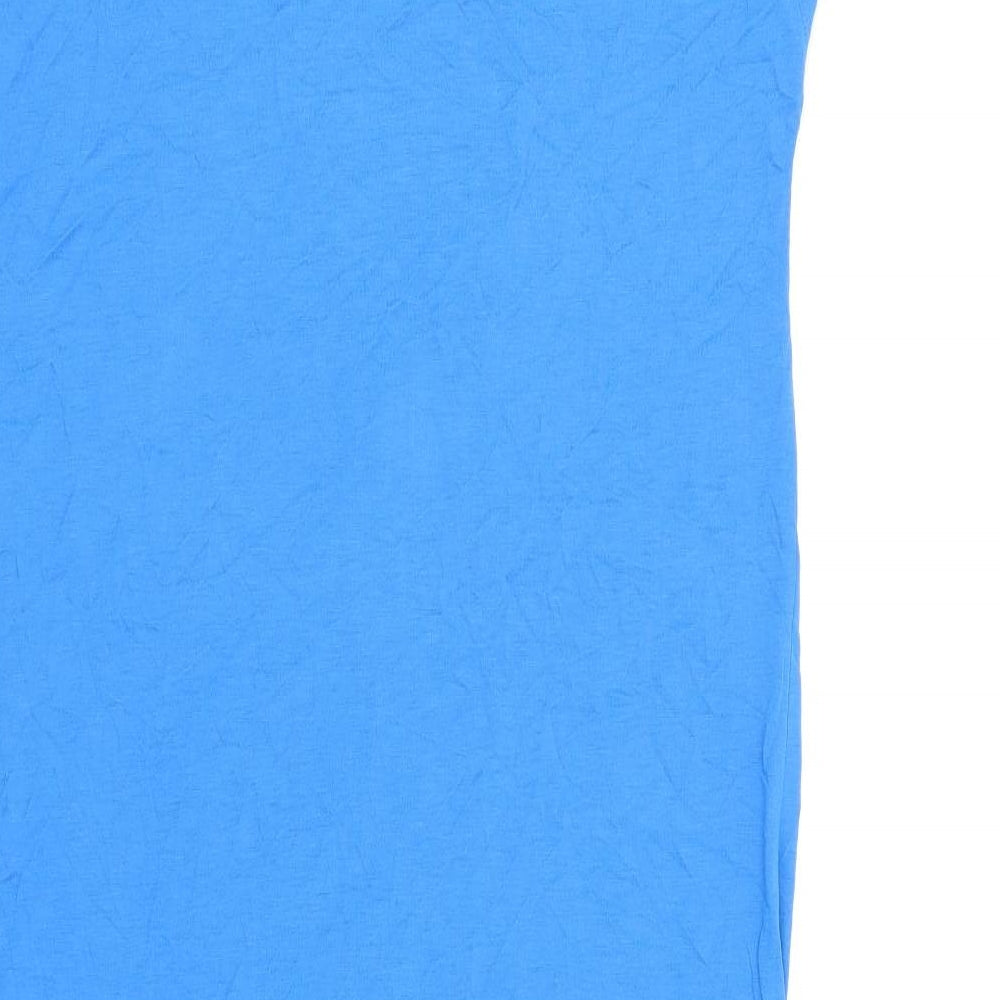 Marks and Spencer Womens Blue Viscose T-Shirt Dress Size M Round Neck Pullover - Split Hem