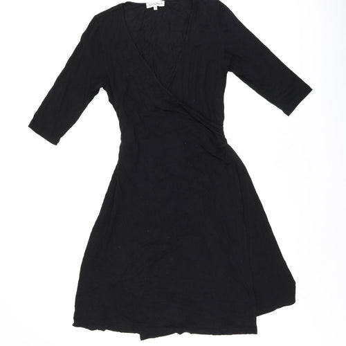 Seraphine Womens Black Modal Wrap Dress Size M V-Neck Tie