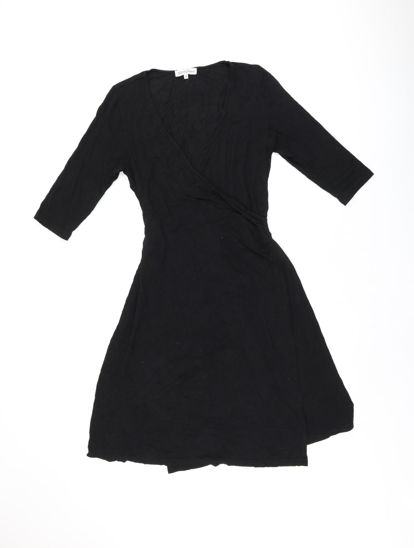 Seraphine Womens Black Modal Wrap Dress Size M V-Neck Tie