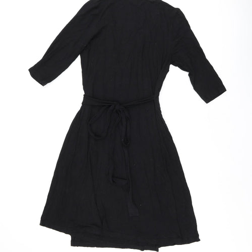 Seraphine Womens Black Modal Wrap Dress Size M V-Neck Tie
