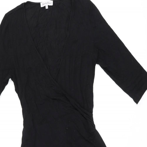 Seraphine Womens Black Modal Wrap Dress Size M V-Neck Tie