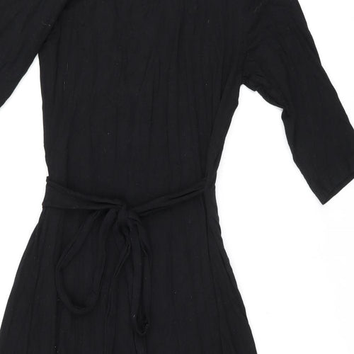 Seraphine Womens Black Modal Wrap Dress Size M V-Neck Tie