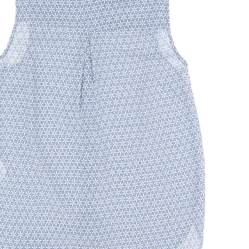 H&M Womens Blue Geometric Polyester Basic Tank Size 6 Collared - Sheer