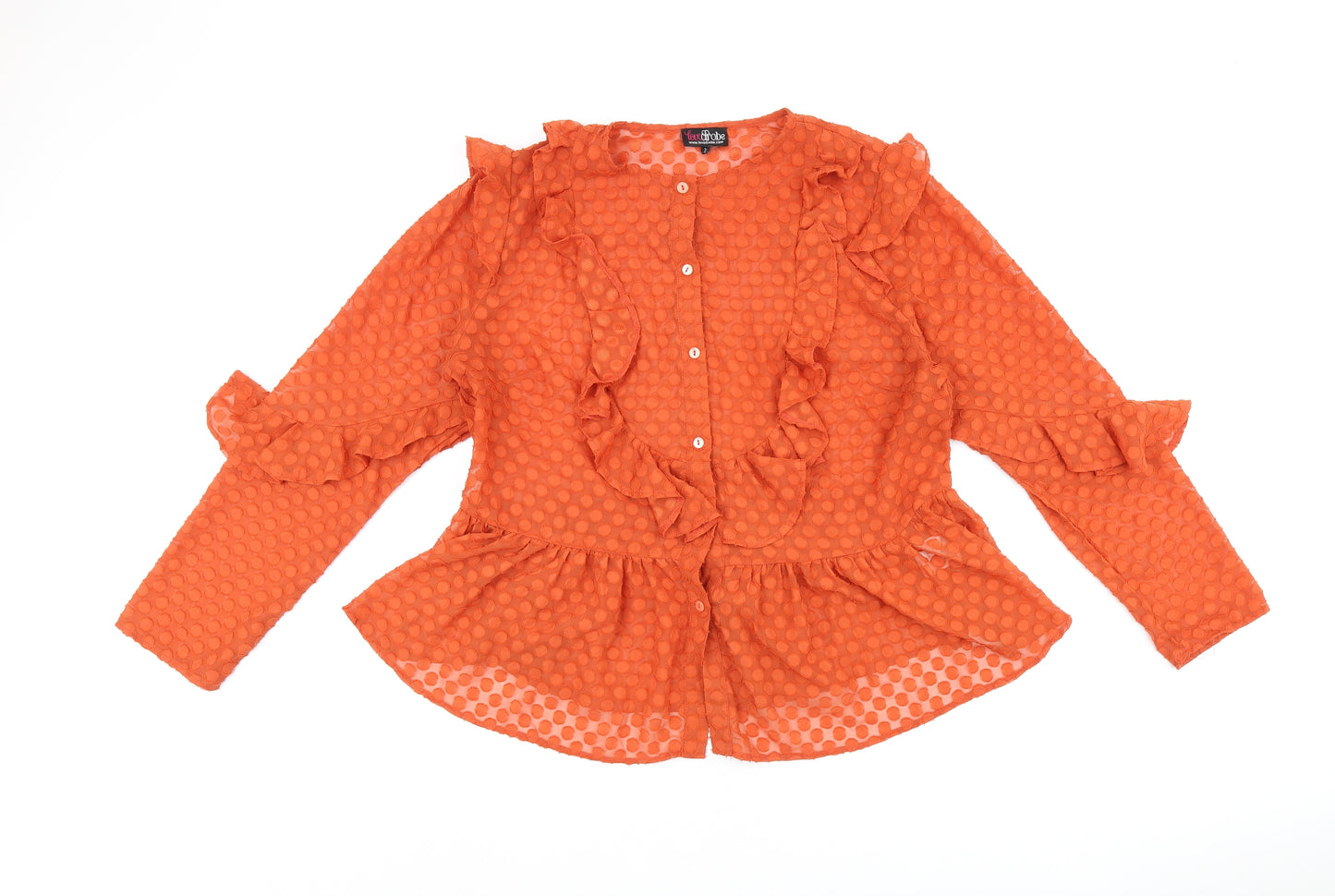Lovedrobe Womens Red Polka Dot Polyester Basic Button-Up Size 20 Round Neck - Frill Detail