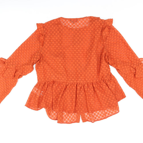 Lovedrobe Womens Red Polka Dot Polyester Basic Button-Up Size 20 Round Neck - Frill Detail