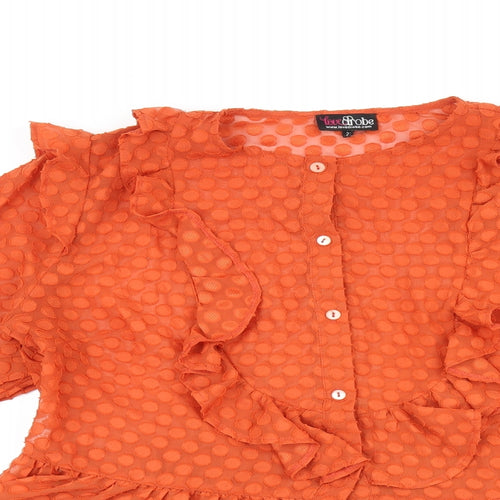 Lovedrobe Womens Red Polka Dot Polyester Basic Button-Up Size 20 Round Neck - Frill Detail