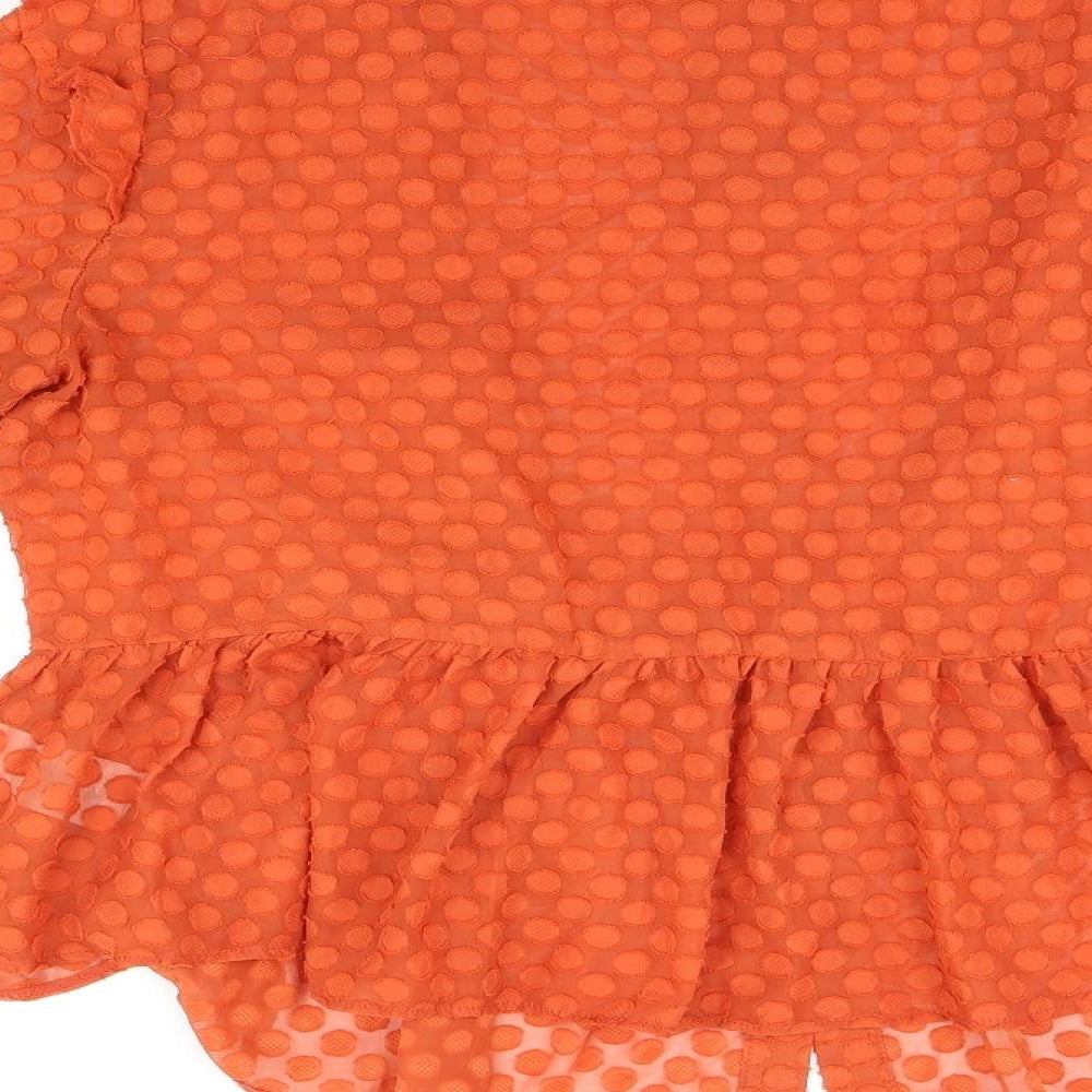 Lovedrobe Womens Red Polka Dot Polyester Basic Button-Up Size 20 Round Neck - Frill Detail