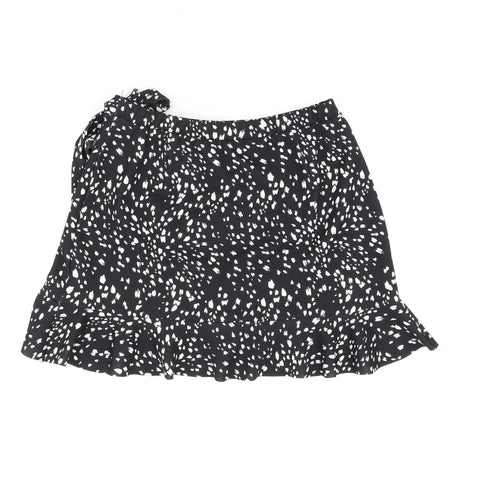 New Look Womens Black Geometric Polyester Mini Skirt Size 14