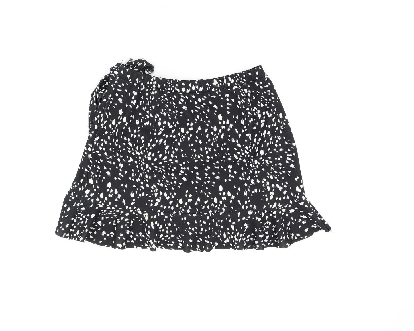 New Look Womens Black Geometric Polyester Mini Skirt Size 14