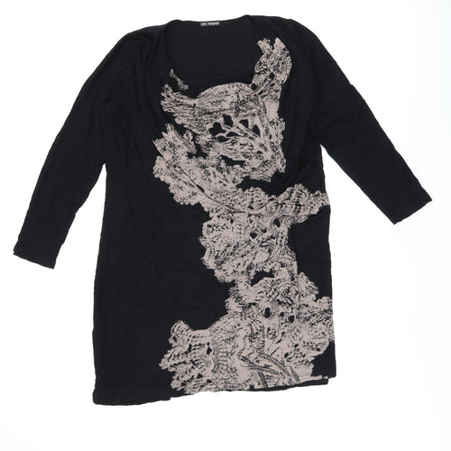 Autograph Womens Black Geometric Viscose Basic Blouse Size 14 Cowl Neck