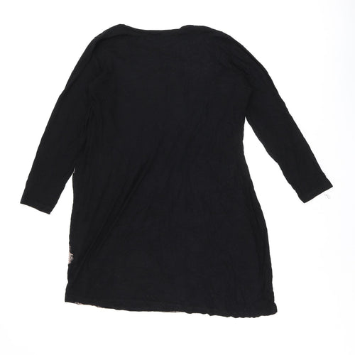 Autograph Womens Black Geometric Viscose Basic Blouse Size 14 Cowl Neck