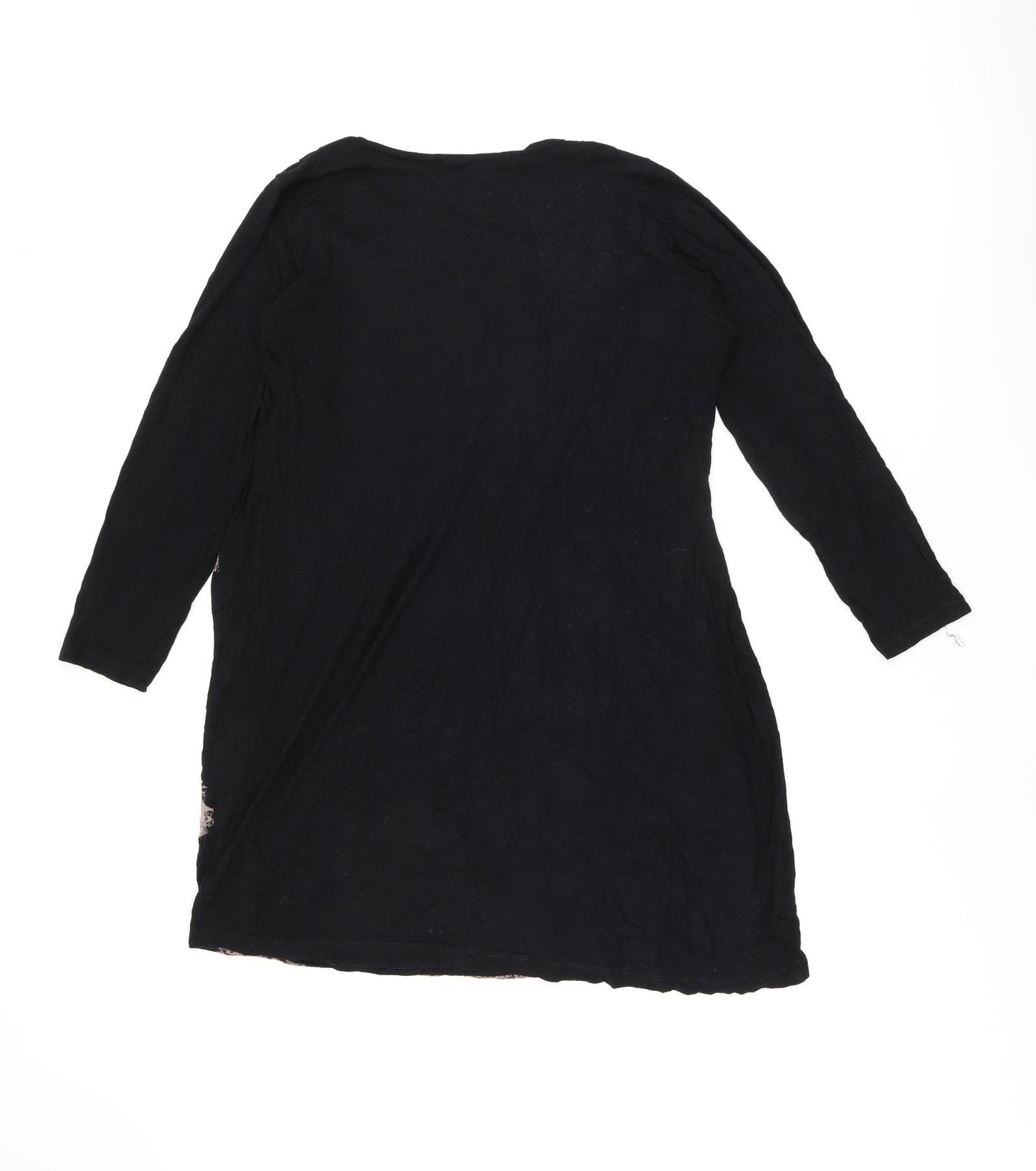 Autograph Womens Black Geometric Viscose Basic Blouse Size 14 Cowl Neck