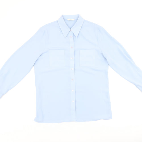 Marks and Spencer Womens Blue Polyester Basic Button-Up Size 12 Collared