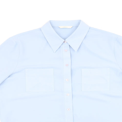 Marks and Spencer Womens Blue Polyester Basic Button-Up Size 12 Collared